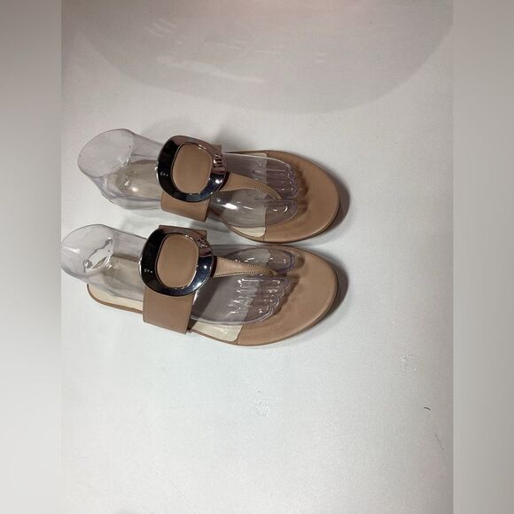 Frances Valentine Leather Thong Sandals Light Tan Slip-On Women’s Size 11 - Picture 4 of 10
